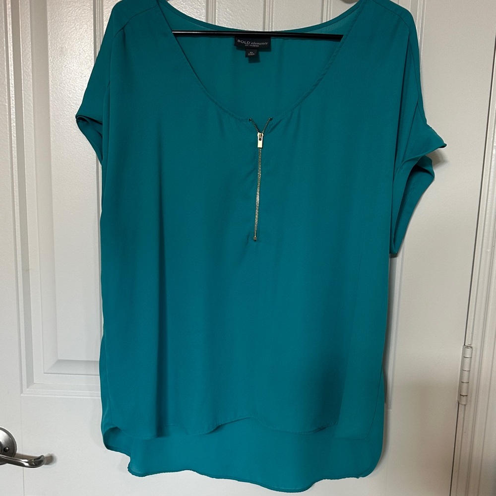 BOLD elements Teal Blouse with Zipper